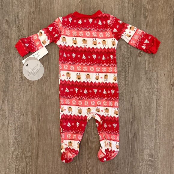 Milkberry Red and Pink Holiday Print Bamboo Sleeper - Picture 6 of 6